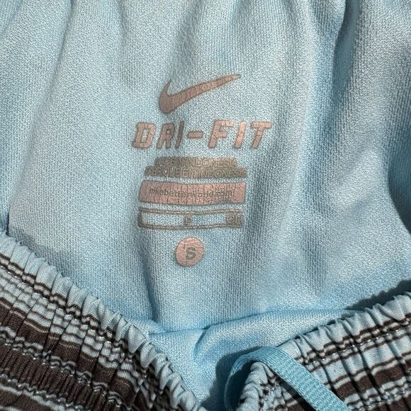 Nike Dri-FIT Running Shorts Women S Blue Striped Pink Trim Athletic Training Gym - Picture 5 of 9